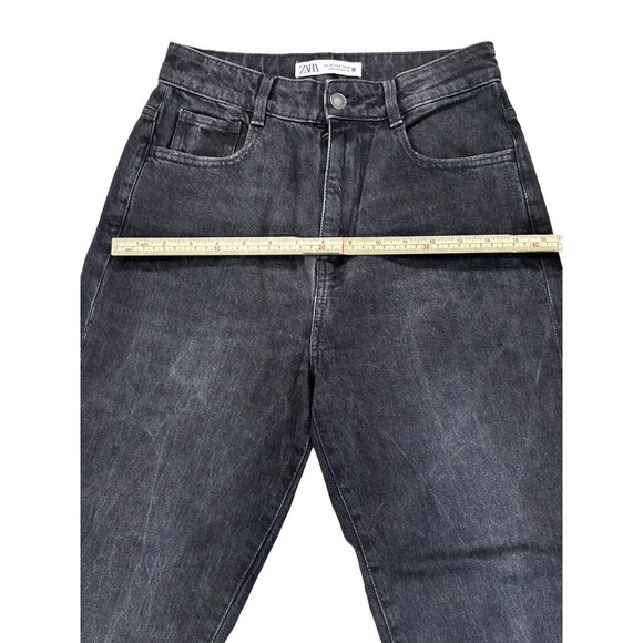 Zara Womens Black High-Waisted Straight-Leg Jeans Size 26/4 Cotton Blend Denim - Picture 9 of 9